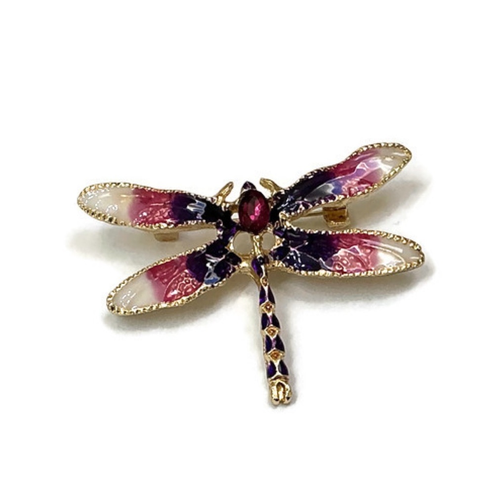 Pink and Purple Dragonfly Brooch - Picture 2 of 6